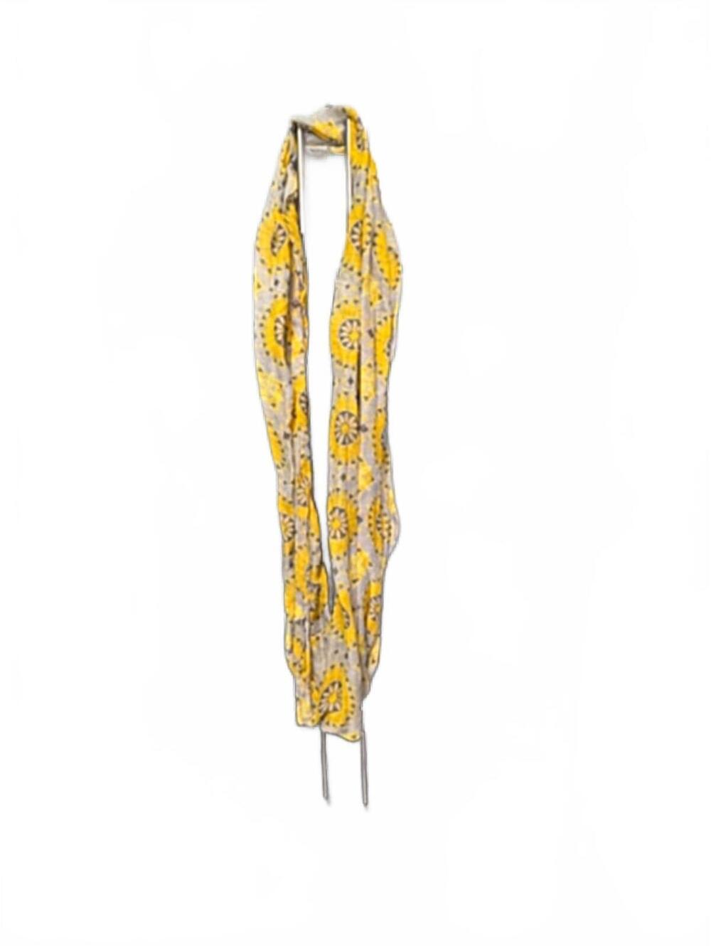 Lightweight Yellow and Gray Patterned Scarf